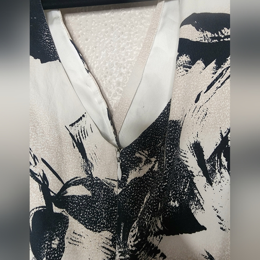 Christian Siriano Full Floral Skirt Dress Off-White and Black Size 12 - Picture 4 of 10
